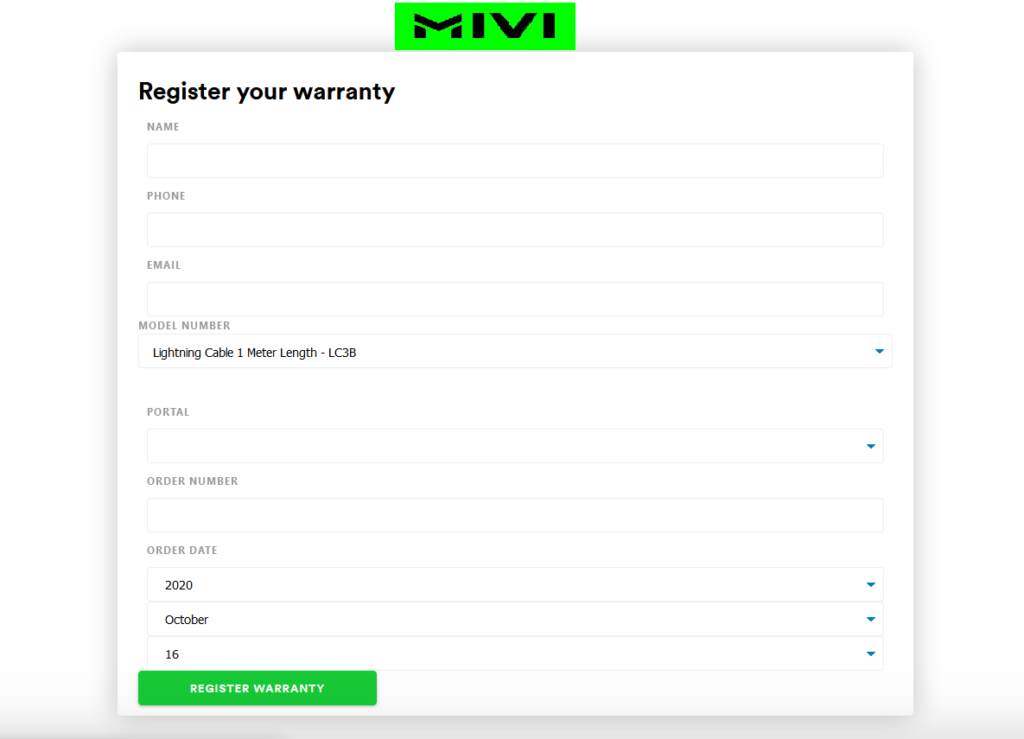 Mivi Warranty Register Online