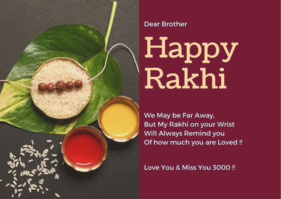 Happy Raksha Bandhan wishes Photo for sibling living far away