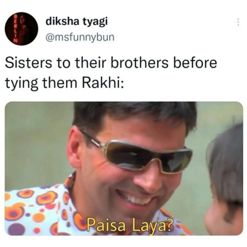 Raksha Bandhan 2023 funny meme for sisters
